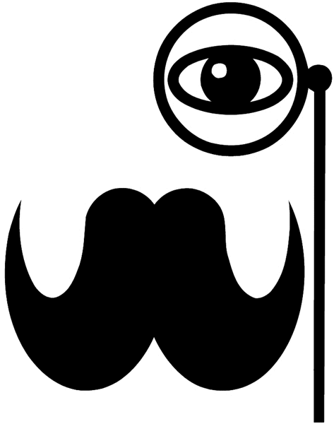 Monocle and moustache vinyl sticker. Customize on line. Optical and Watches 067-0110